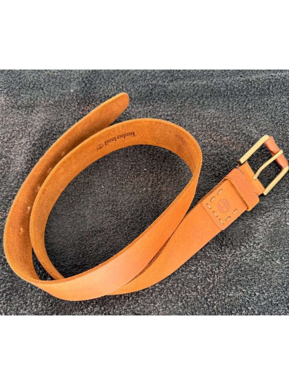 Timberland Mens Genuine Leather Belt With Brass Buckle Size 36 Brown